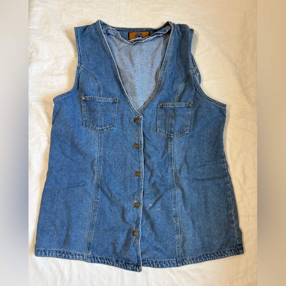 Vintage Baccini Denim Vest | Cottagecore Prairie Layer | Size 2X | Cotton | - Picture 2 of 5